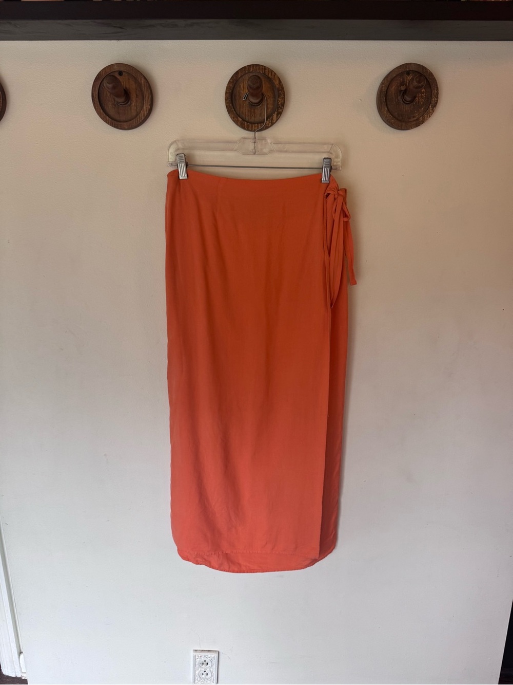 August silk Orange silk Wrap-Accent Mid-Length Women's Skirt size 12